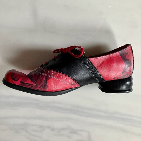 John Fluevog Erika Floral Lace-up Oxford Flat Shoes 10 9.5 - Picture 2 of 6